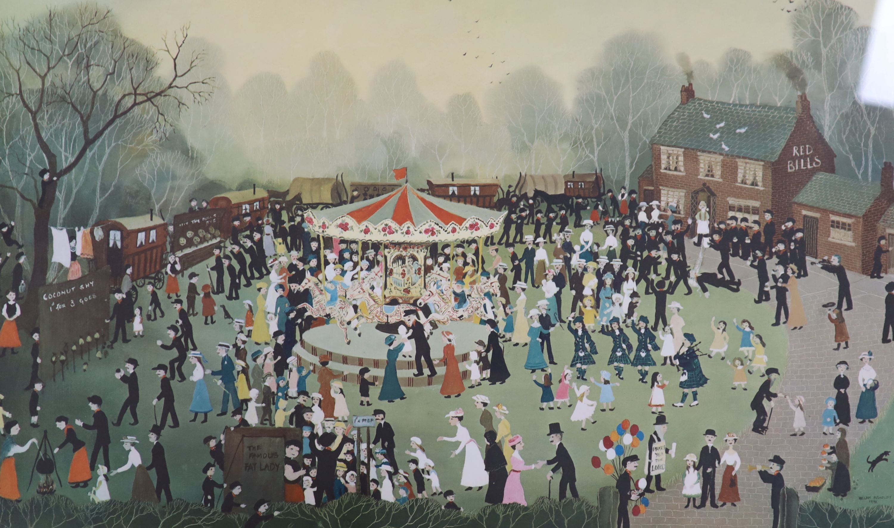 Helen Bradley, two signed prints, 'Big Bertha Comes to Lees' and 'Sunday Afternoon in Alexandra Park', both signed in pencil, 48 x 62cm and 43 x 52cm